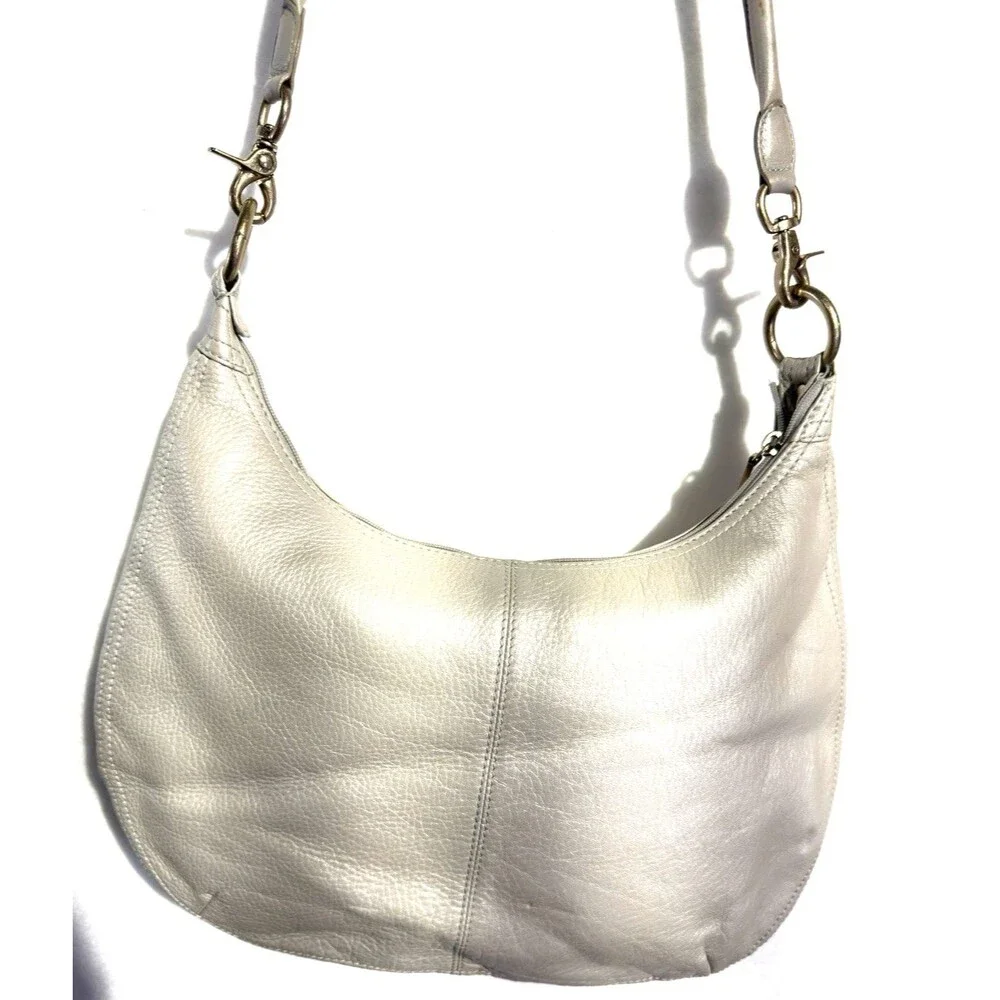 HOBO INTERNATIONAL FROST METALLIC LEATHER CONVERTIBLE CROSSBODY BAG ZIP TOP $298